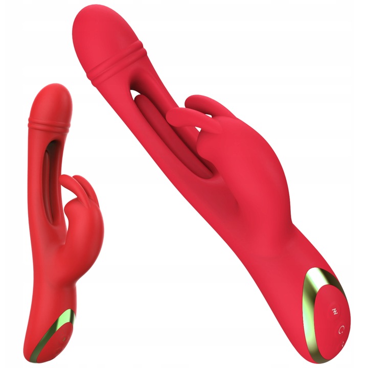 Vibrátor 3az1-ben GDD, 2 motor, 12 vibrációs mód, 24x3,5cm, szilikon és ABS