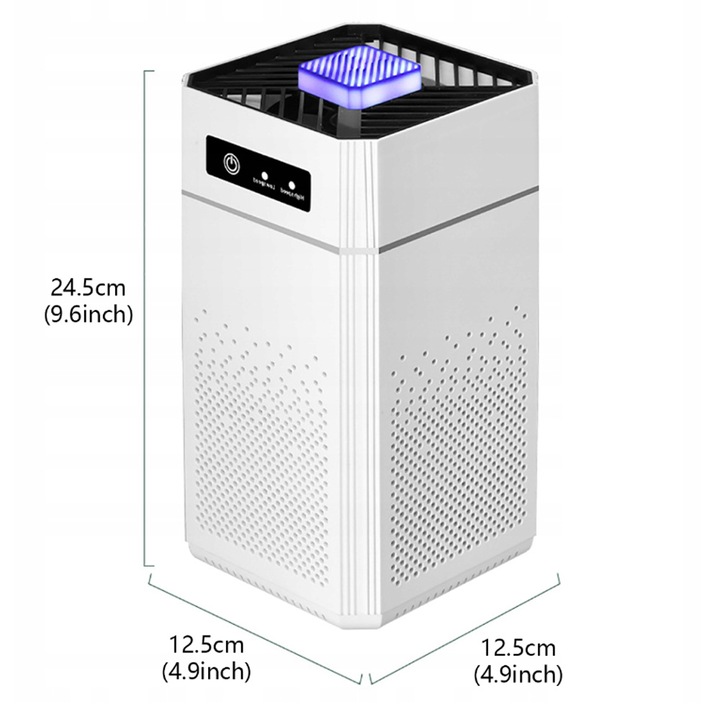 Légtisztító, HEPA szűrős, 245x125x125mm, 5-10nm-re, USB kábellel