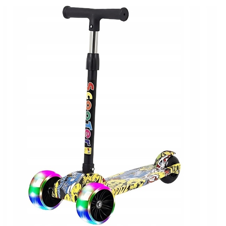 Gyermek roller, LEMON, 3 kerék, fékkel, LED világítás, többszínű