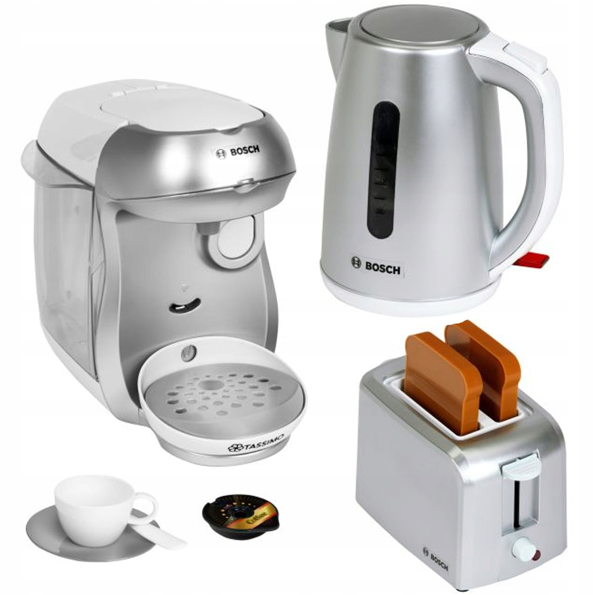 Set de mic dejun Klein, ceainic argintiu, toaster, expresor de cafea ...