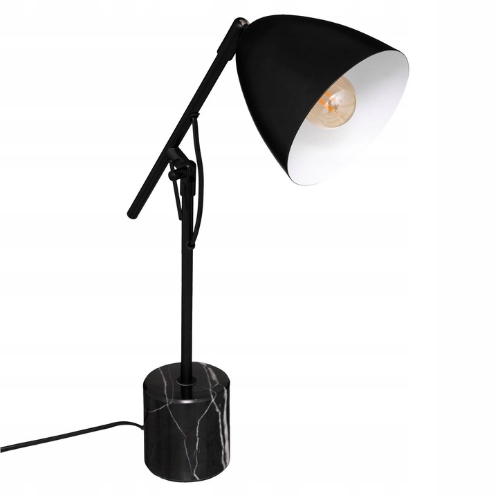 Lampa de birou metalica neagra SUBLI, 39,5x14x53,6cm, baza din marmura