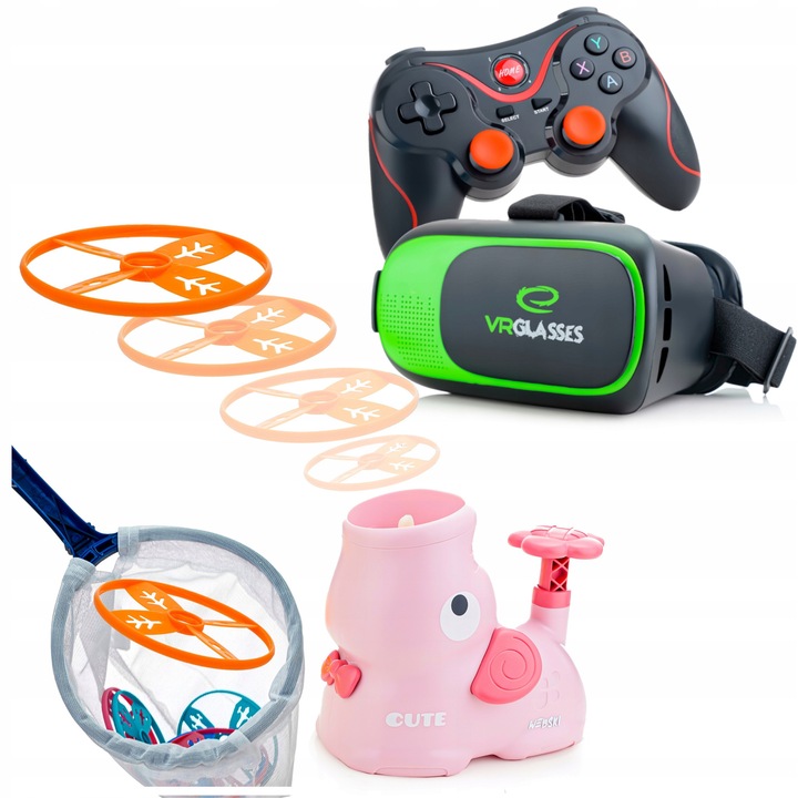 Ochelari VR 3D 360°, set cu gamepad si lansator, Webski