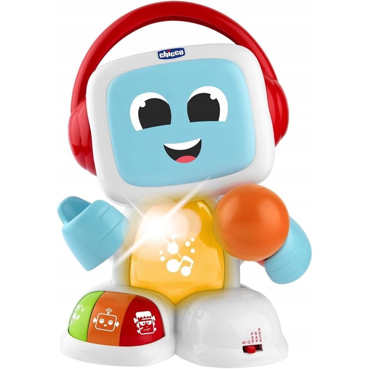 Робот играчка Chicco Happy Music Robit Sing Along, интерактивен, с микрофон, 3-6 години, звукови ефекти, цветни LED светлини