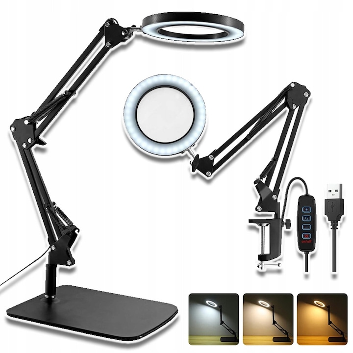 LED лампа с лупа за бюро