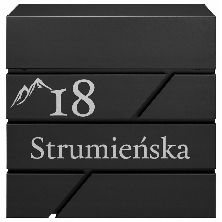 Cutie postala M-TEC MODERN, neagra, 37x37x10,5cm, cu suport pentru ziare, 2 chei