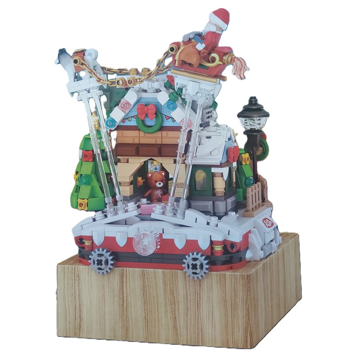 Set de constructie Elefun, Zimowy Domek cu melodie, 1009 elemente, multicolor