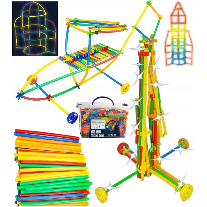 Set de constructie KLOCKI SLOMKI, 1000 elemente, 20cm si 10cm, multicolor, 29x20x18cm