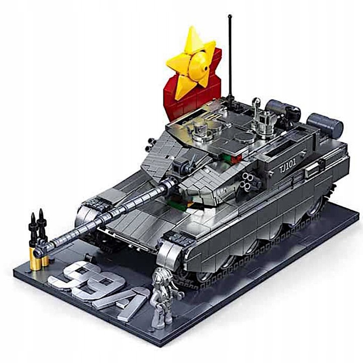 Set de constructie Sluban ZTZ-99AS, tanc militar, metalic, 1079 piese, 52x38x8cm