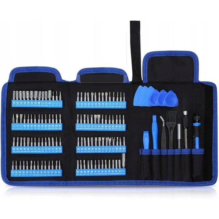 Комплект отвертки King'sdun, 128 части, с накрайници, удължител, калъф, противоплъзгащи, устойчиви на корозия