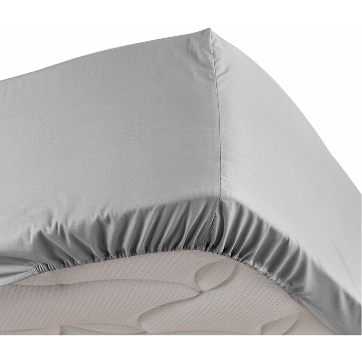 Cearceaf cu elastic, Douceur d'interieur, 180x200cm, 100% bumbac, gri