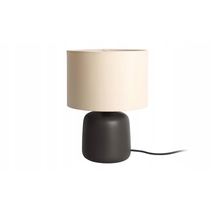 Lampa de birou Alma, ceramica, neagra, abajur din material, 33x23cm, alimentare retea