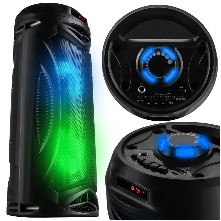 Radio portabil Hitelo PartyTech Train BT, Bluetooth, 1000W, subwoofer, negru, set complet