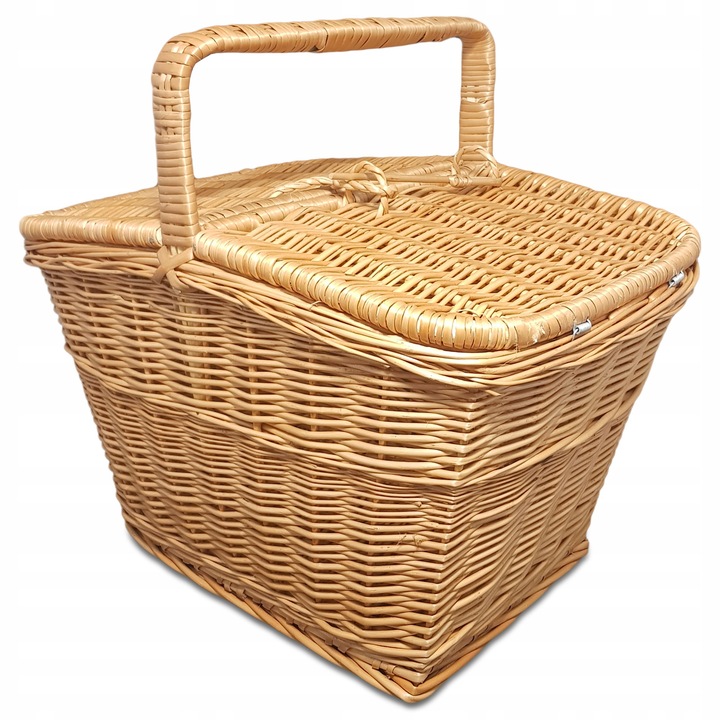 Кошница за пикник GraweroweLove от естествена ракита, 20л, 42х30х37см, с 2 капака