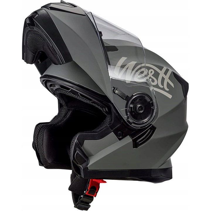 Kask motocyklowy modulowy Westt Storm, 2x wizjer, alb lucios, XL 61cm