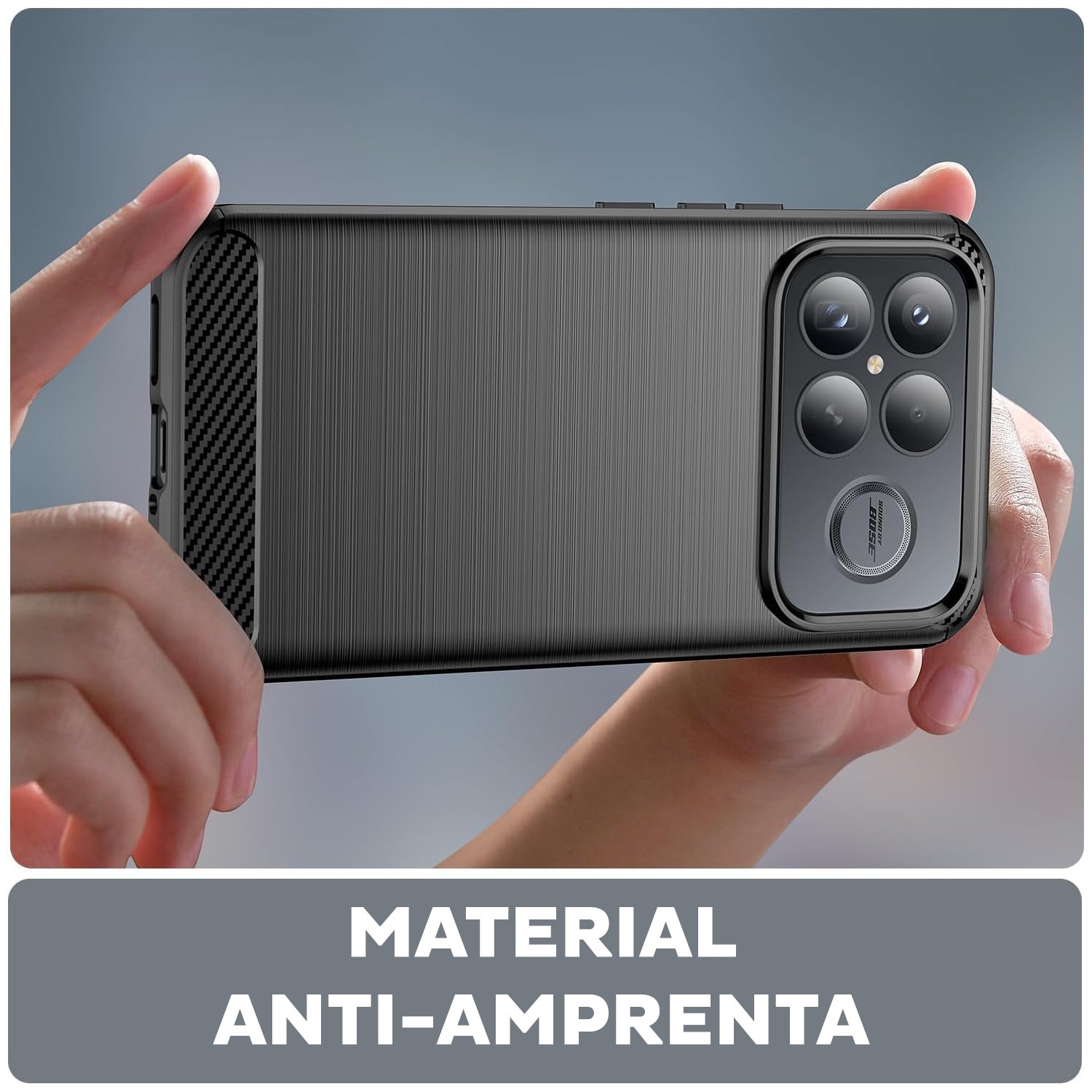 Husa pentru Poco F8 Ultra Daden Carbon Flexibila Antisoc, Hybrid Antisoc, Negru
