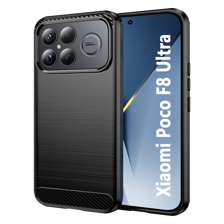Husa pentru Poco F8 Ultra Daden Carbon Flexibila Antisoc, Hybrid Antisoc, Negru