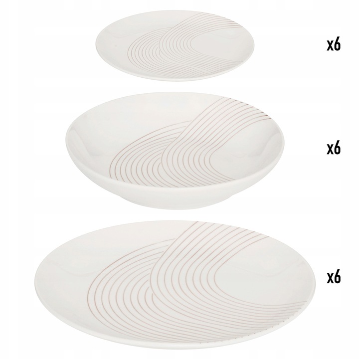 Комплект порцеланови съдове за хранене за 6 човека, Secret de Gourmet, 18 чинии, бял, размери 27x20x19cm