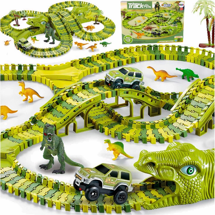 Trifox, Dino Park, 270 elemes versenypálya autóval, zöld-sárga