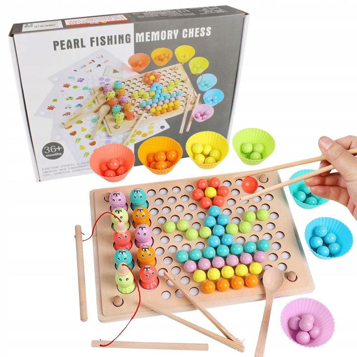 Joc educativ din lemn ProNice, memorie, set de 24, culori variate, dezvoltare coordonare motorie