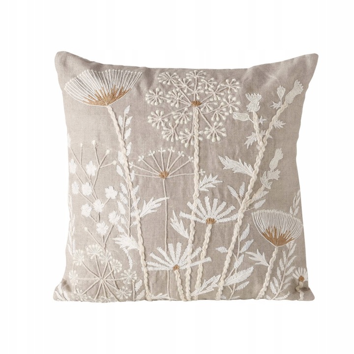 Декоративна възглавница, Boltze, BLOMSTER, 100% памук, 45x45см, бежова, флорален модел
