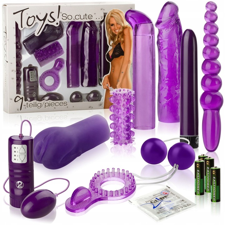 Комплект еротични играчки, You2Toys, 9 части, вибратор 17см, дилдо, вибриращо яйце