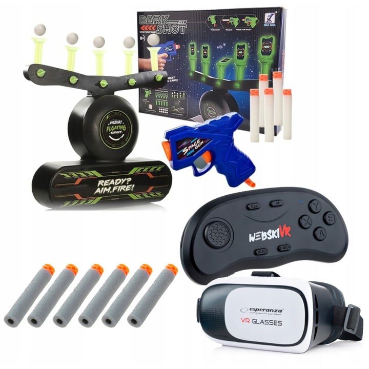 Ochelari VR 3D Webski, set cu gamepad wireless, compatibili cu smartphone, 175x85mm, multicolor