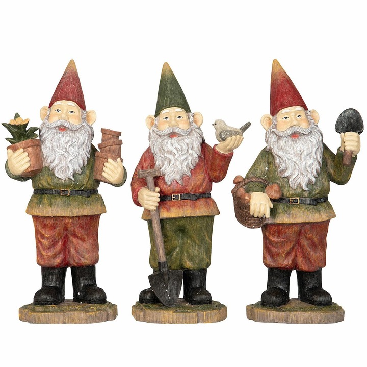 Set figurine gnomi, 3 bucati, 50x23x16cm, plastic, pentru interior si exterior