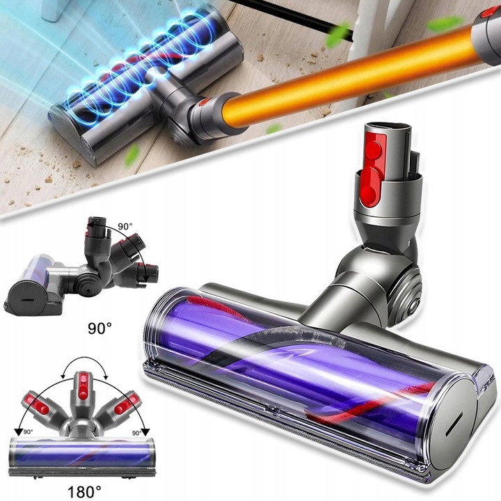 Perie turbo pentru aspirator, 180°, compatibila cu modele Dyson, gri, 25x9,8x16cm