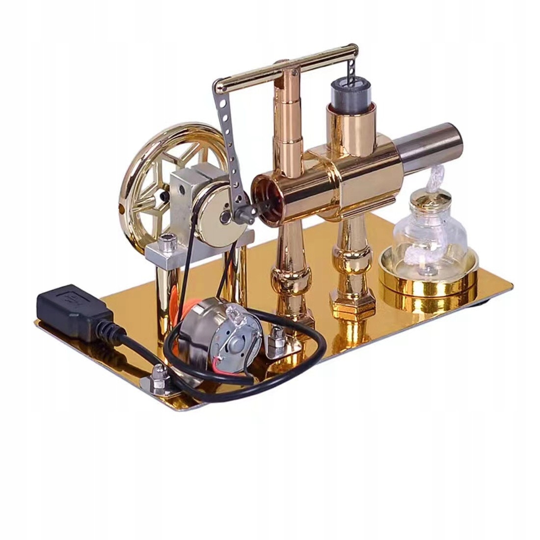 Model mini motor Stirling, generator USB, 17x10x12 cm, set complet ...