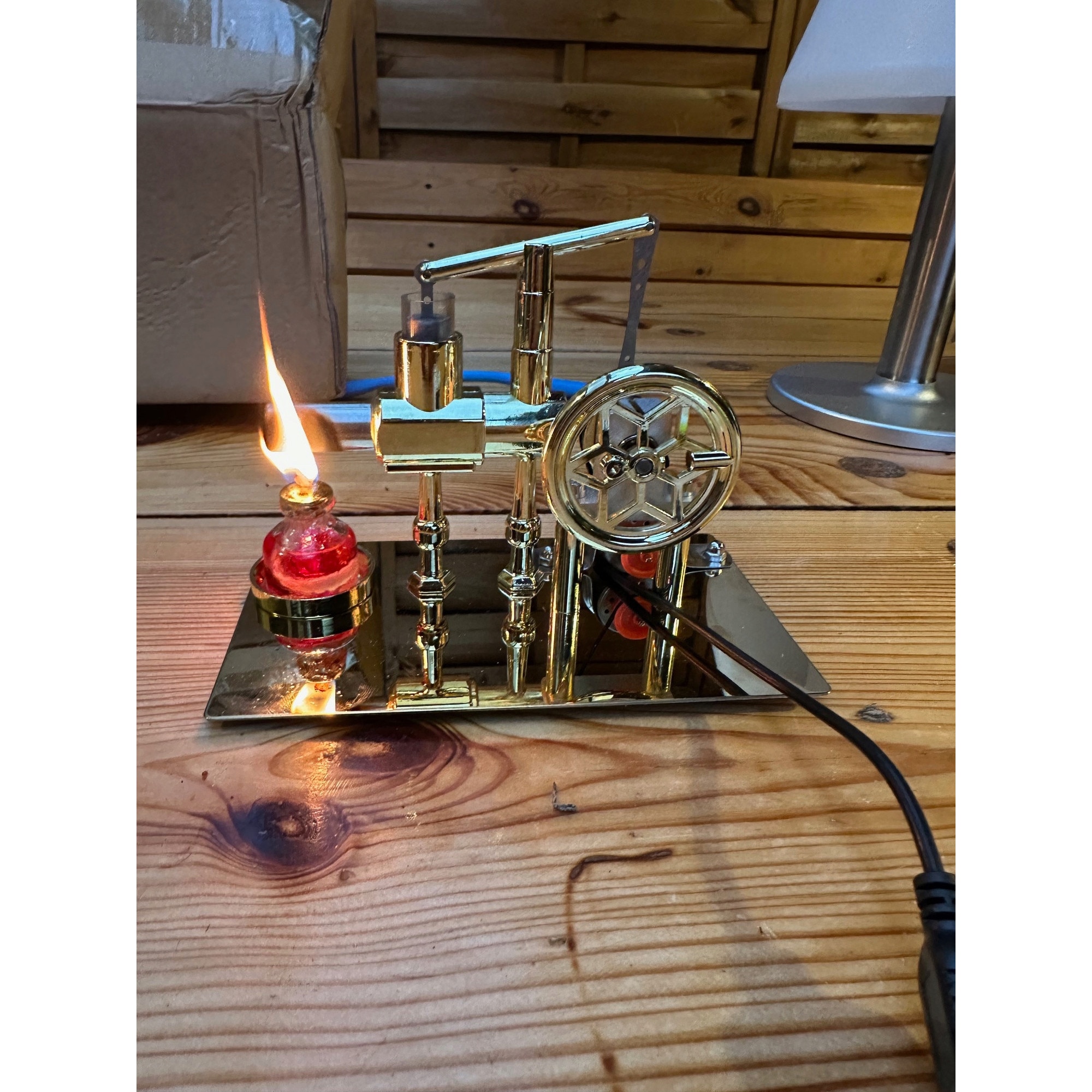 Model mini motor Stirling, generator USB, 17x10x12 cm, set complet ...