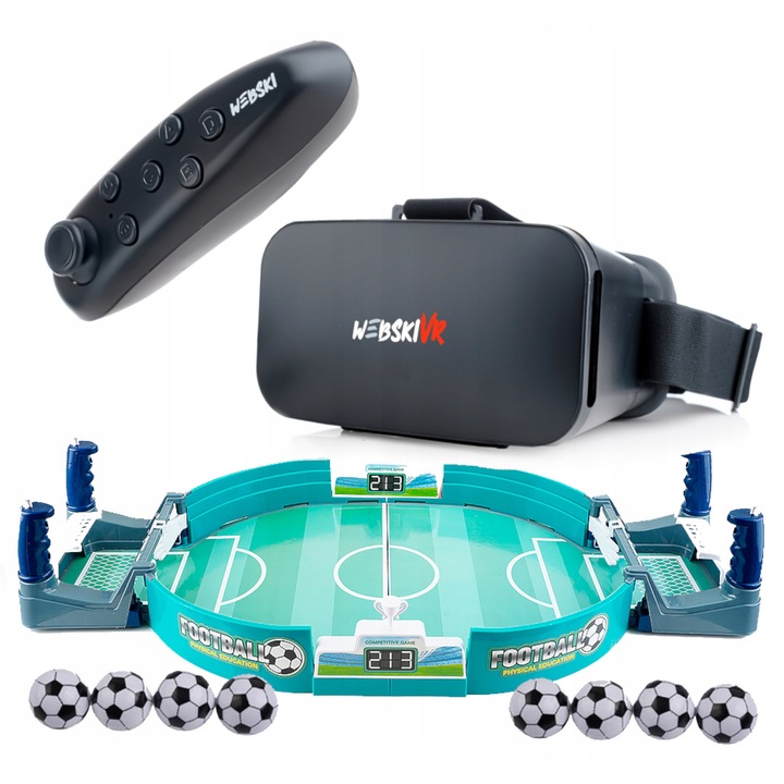 Ochelari VR 3D Webski, set cu gamepad wireless si fotbal de masa, 55.5x28x11cm