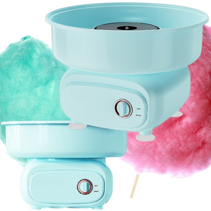 Masina de facut vata de zahar, 450W, set cu 10 betisoare, inox, 63x57.5x43.5cm