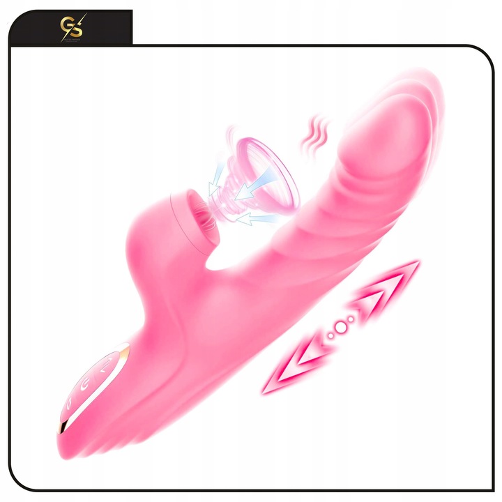 Vibrátor nyúl multifunkcionális, 3 az 1-ben, rózsaszín, alkalmazásvezérléssel, 5 pulzálás, 7 mozgás