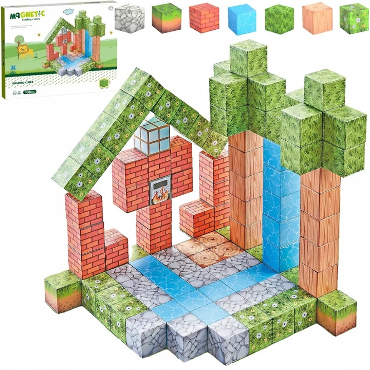 Set de constructie ToysPlanet, cuburi pixeli, 108 piese, multicolor