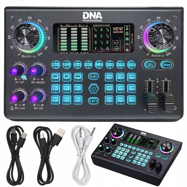 Mixer audio, interfata BT, DSP, XLR, USB-C, 21x13.8x4cm