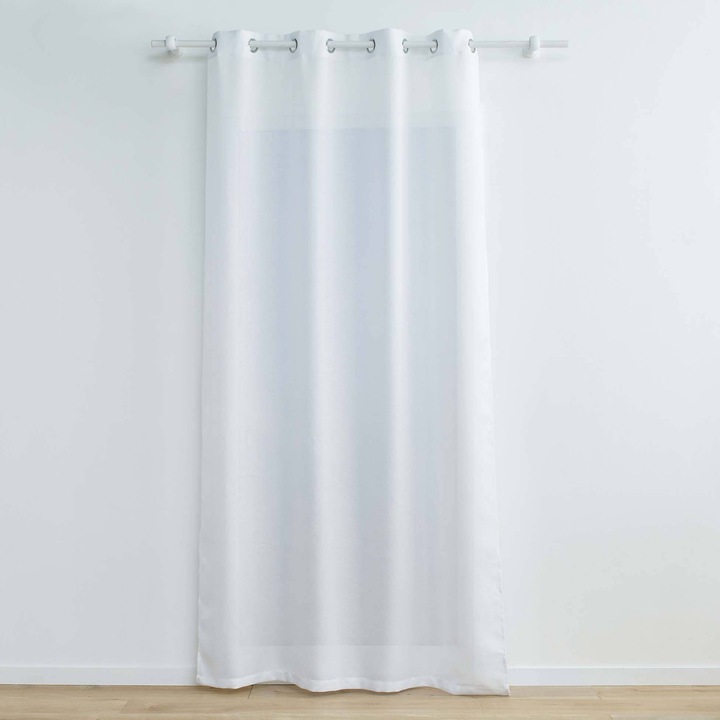 Perdea Douceur d'interieur, 140x280cm, alb, cu fir metalic, pentru salon sau dormitor