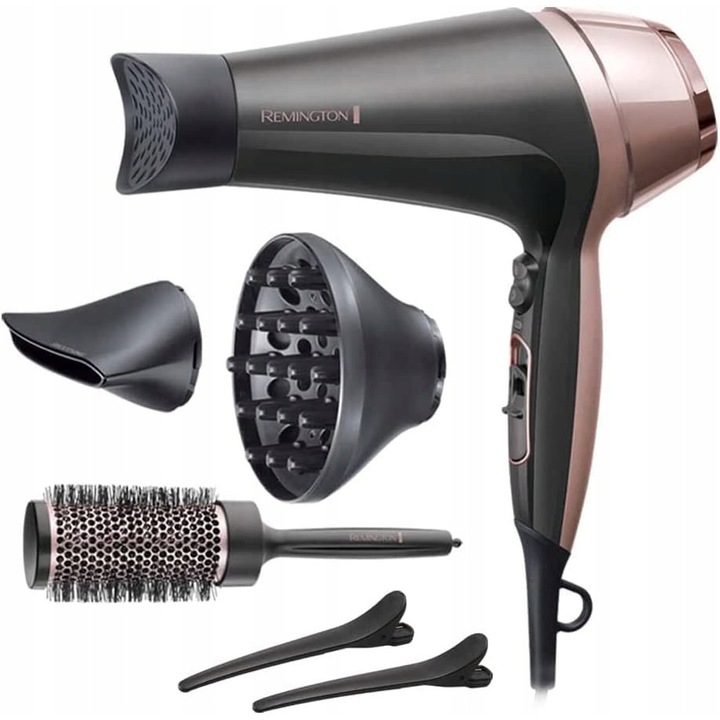 Remington D5707 hajszárító, 2200W, 3 fúvóka, rózsaszín, szett