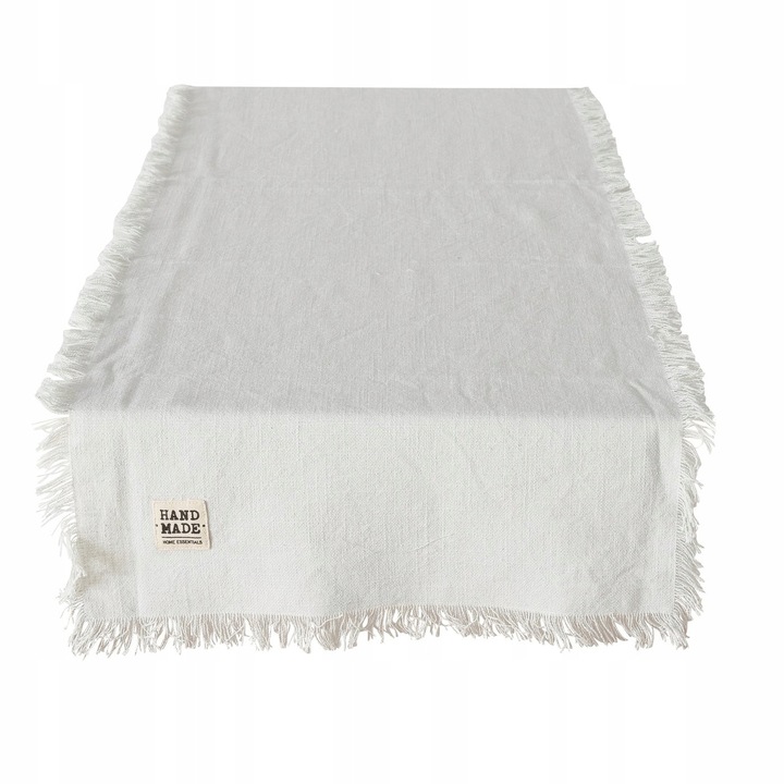 Boltze pamut asztali futó, 40x140cm, fehér, kézzel készített