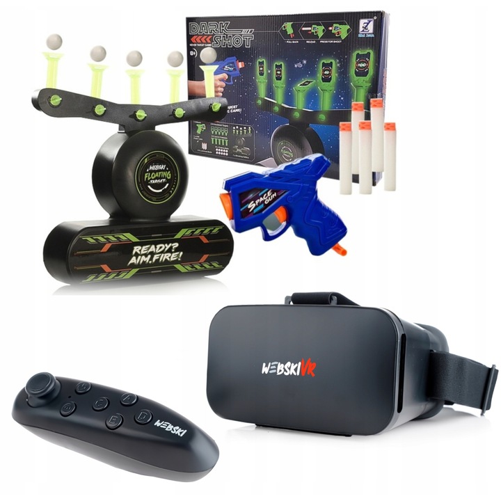 Ochelari VR 3D Webski, set cu gamepad Bluetooth, 5 tinte fluorescente, 33x33x6,5cm