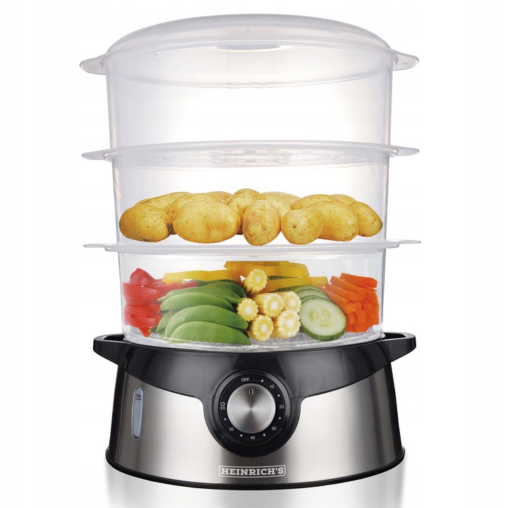 Уред за готвене, Cookworks HDA 8501, 3 контейнера, капацитет 9 литра, инокс, 800W