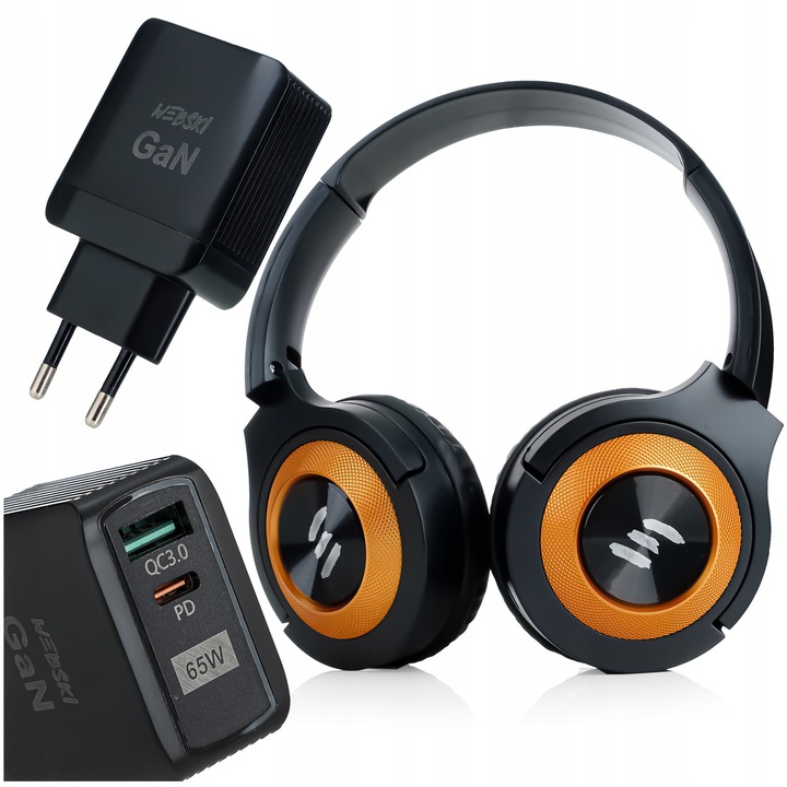 Vezeték nélküli Bluetooth fejhallgató mikrofonnal, Webski, microSD olvasóval, 33W, fekete