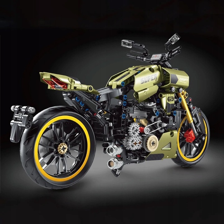 Set de constructie K&M, model motocicleta sportiva, 658 elemente, 35x17,5x9,5cm, pentru varsta 8+