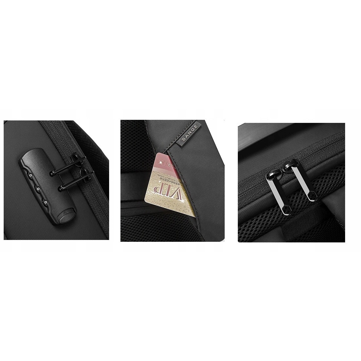 Rucsac laptop 15,6'', Bange, antiefractie, impermeabil, negru, 48x32x15cm