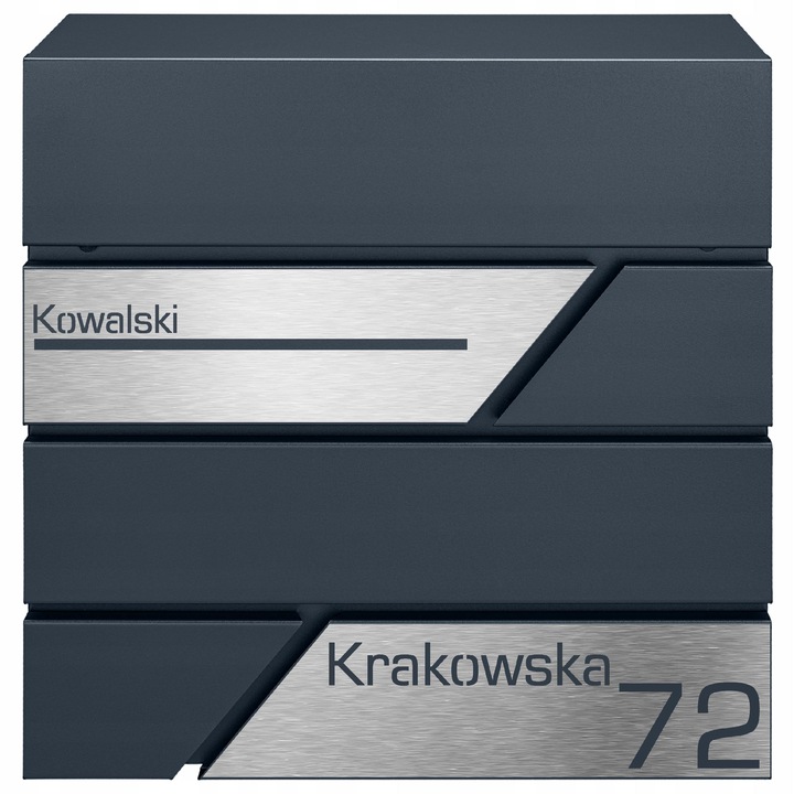 Cutie postala personalizata M-TEC Modern, antracit, 37x37x10,5cm, cu suport pentru ziare si doua chei