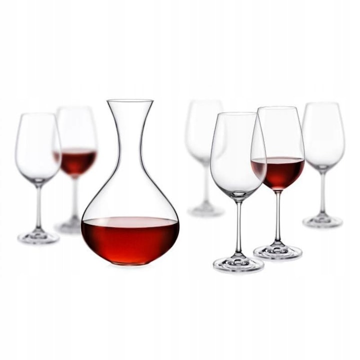 Set carafa si pahare Bohemia VIOLA 6+1, cristal, incolor, capacitate 1500ml/450ml, inaltime 265mm/234mm