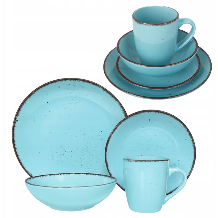 Set serviciu de masa Livello, 24 elemente, pentru 6 persoane, turcoaz