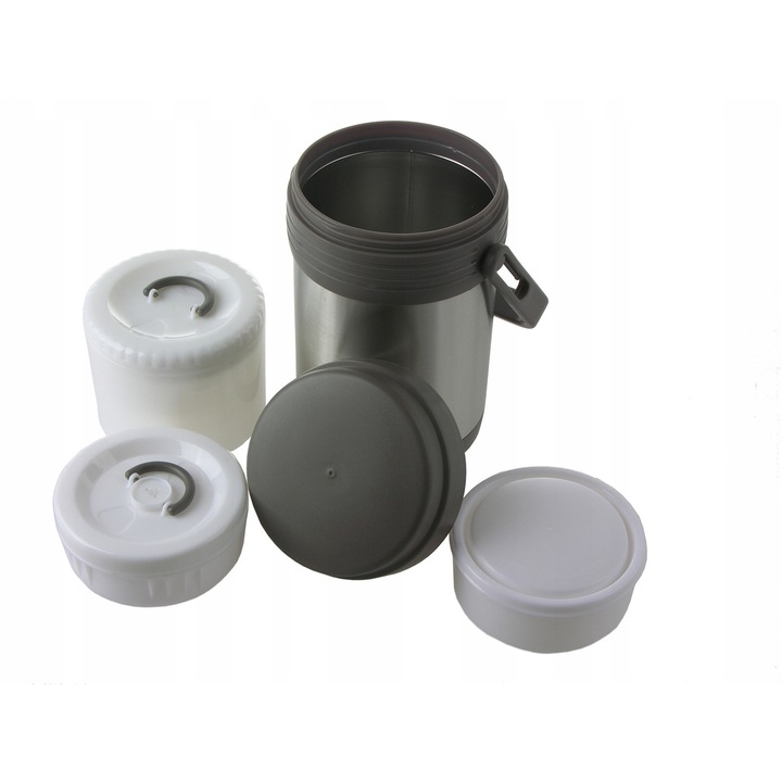 Termos obiadowy 1,5L cu set 3 pojemnice, inox, 24x12cm