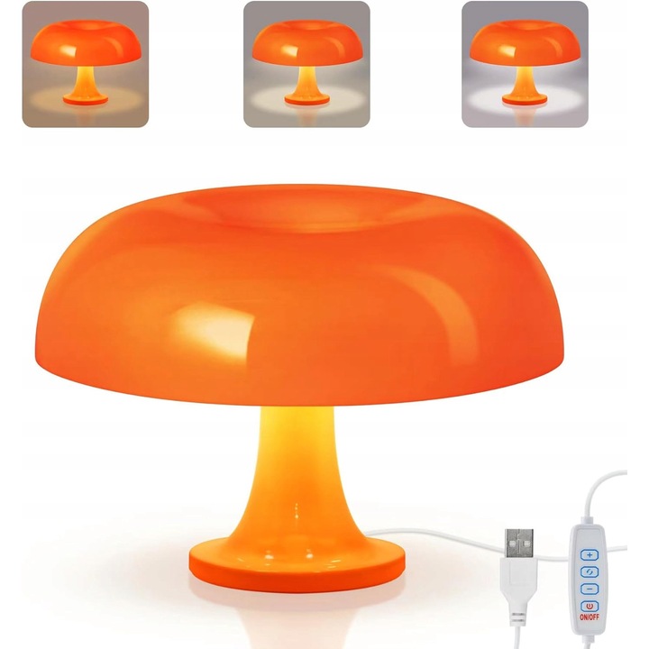 Lampa de birou vintage, portocalie, 3 temperaturi de culoare, 32x22.3x12.5cm