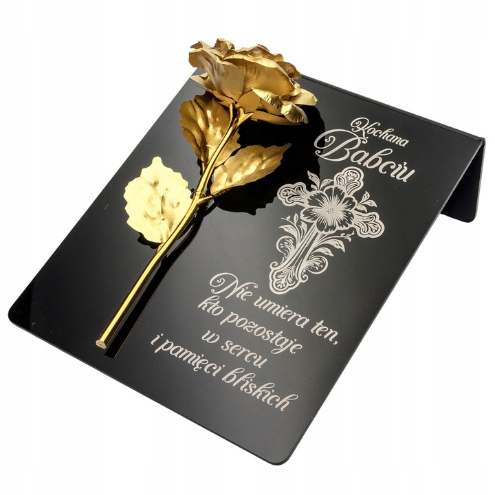 Decoratiune cimitir, Decortrend, suport cu trandafir metalic, 20x17cm, negru