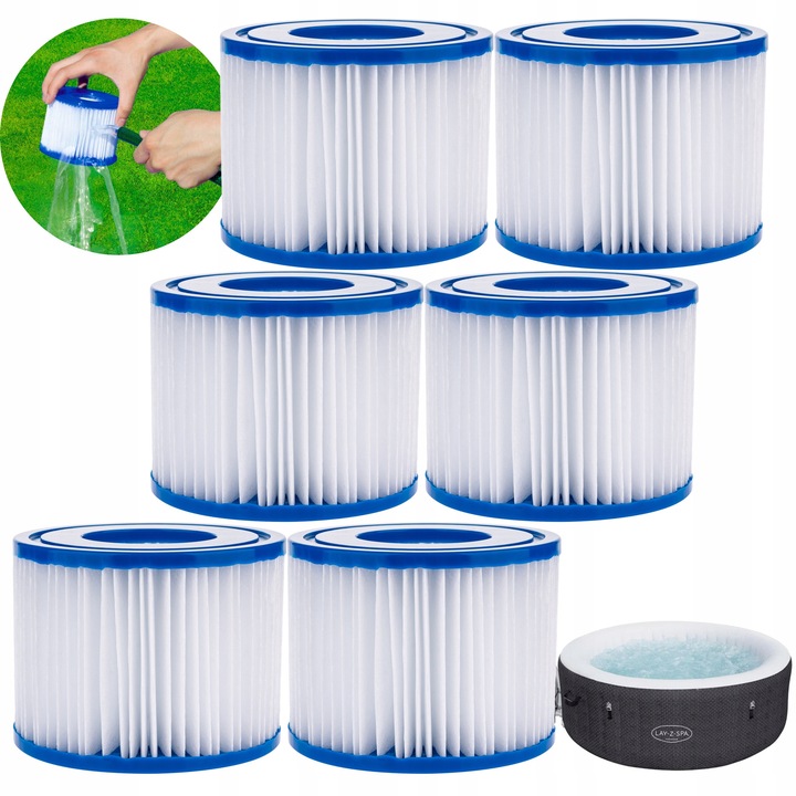 Комплект 6x филтъра тип VI за джакузи, Purey, 10x8см, за многократна употреба